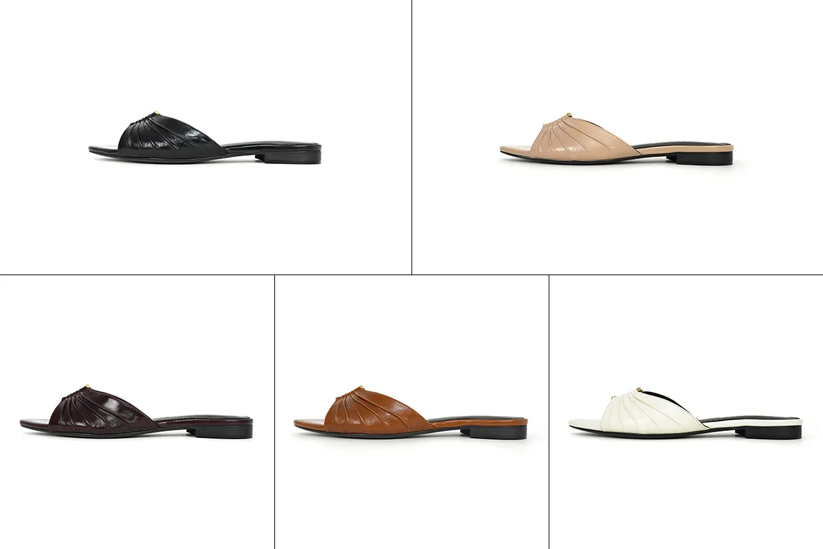 👟👟Ex-factory price 440👟👟 YSL "SAINT LAURENT*" Factory number: 510-108 New summer product LOGO metal buckle, elegant pointed toe slippers —————————— 2025 new spring and summer series pinch wrinkle slippers! Pointed-toe slippers How can I miss a pair of fairy shoes in this summer day? Matching various small skirts, you don't have to worry about the shape of your feet at all. Under the transparent light, they appear colorful. It's really too beautiful. The whiteness of your upper feet is so eye-catching! The metal buckle with the brand's LOGO illuminates the delicate lines of the ankle, releasing infinite elegance and charm. Explore more exquisite slippers!  Fabric: Butter leather Lining: Imported water-dyed sheepskin Foot pads: Goat leather Outsole: Italian leather outsole Size: 35-44 (42 43 44 customized) Heel height: 1CM